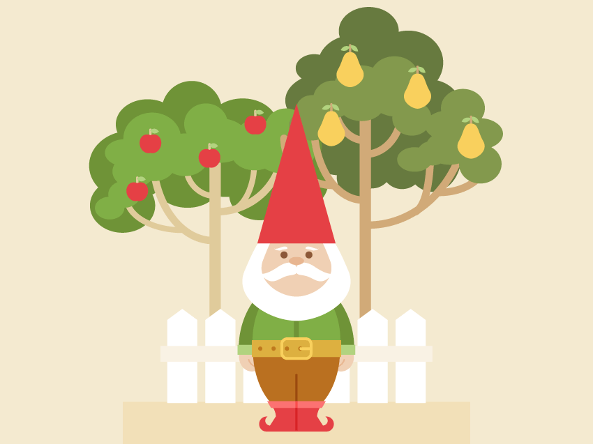 在Adobe Illustrator中创建一幅花园里的小矮人插图
