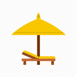 休闲椅太阳伞图标