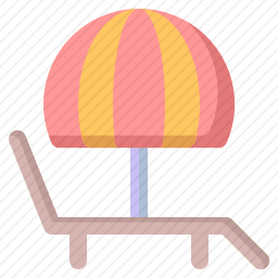 躺椅和太阳伞图标