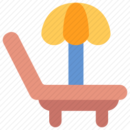 躺椅遮阳伞图标