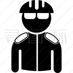 带头盔和夹克的骑自行车的人图标