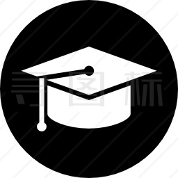 毕业帽圆形按钮图标