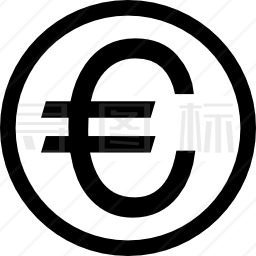 圆上的欧元符号图标