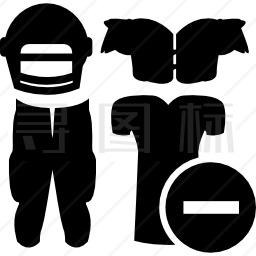 具有负号的橄榄球运动员服装设备图标