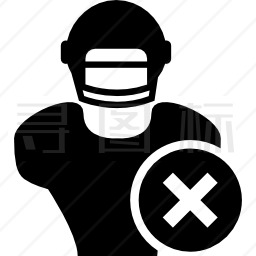 橄榄球运动员用删除交叉符号关闭图标
