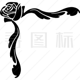 玫瑰花枝花饰图标