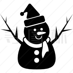 黑色雪人的帽子和帽子和围巾图标