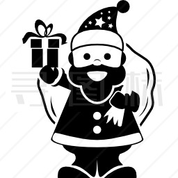 圣诞老人背着礼物包敲响了铃铛图标