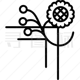 一条花线和小圈的花卉设计图标