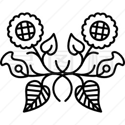 花卉纹饰对称设计图标