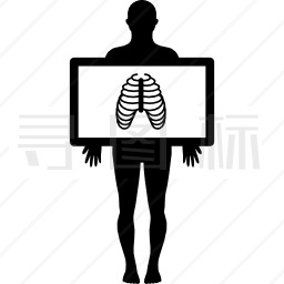肺部X光透视站立男性轮廓图标