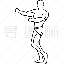 肌肉男体操运动员侧身站立的肌肉图标
