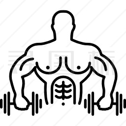 用两个哑铃锻炼的肌肉男体操运动员图标