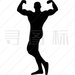 男性健美运动员剪影肌肉图标