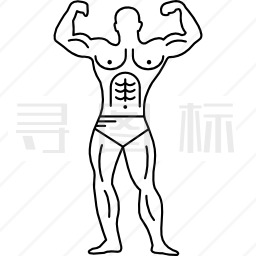 健美运动员二头肌的肌肉轮廓图标