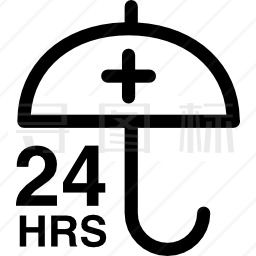 24小时带雨伞保护标志图标