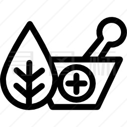 天然草药和治疗用研钵图标