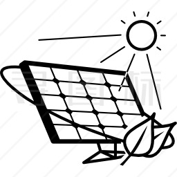 阳光下的生态太阳能电池板图标