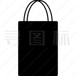 购物袋矩形高黑色剪影与两个薄手柄图标