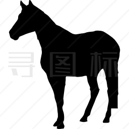 马站立黑色轮廓图标