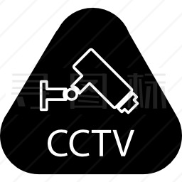 CCTV字母和圆角三角内的摄像机监控符号图标