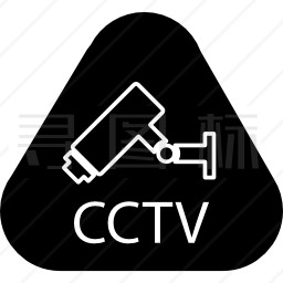 监控电视摄像机内有CCTV字母的圆角三角形图标