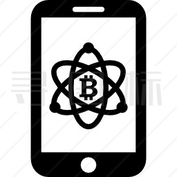 Bitcoin在手机屏幕上的科学符号图标