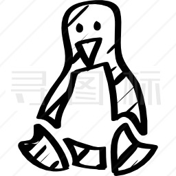 Linux企鹅图标手绘轮廓图标
