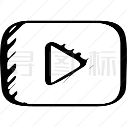YouTube符号播放按钮草图图标