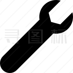 扳手工具黑色形状轮廓向右旋转图标