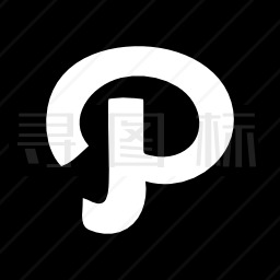 黑色广场上的Pinterest白色标志图标
