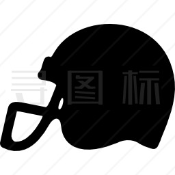 美式橄榄球头盔侧视图黑色剪影图标