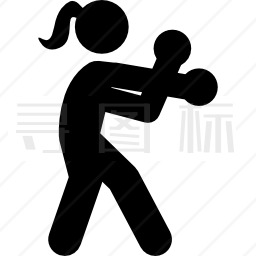 年轻女子的女子拳击剪影图标