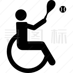 轮椅上的残奥会网球侧影图标