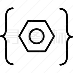 封闭六角的开括号和闭锁括号图标