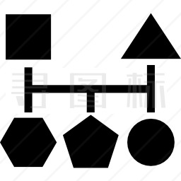 五个基本几何黑色图形的分块方案图标