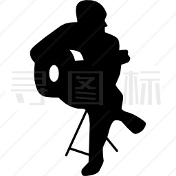 弗拉门戈吉他演奏者侧身剪影图标