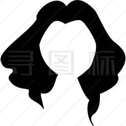 黑色长女性头发形状图标