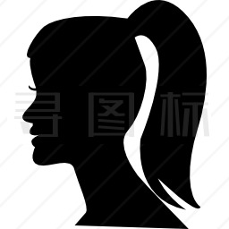 带马尾辫的女性头图标