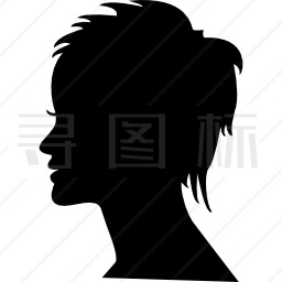 女短发侧视妇女头部轮廓图标