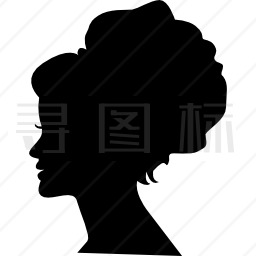 头上有大毛发形状的女性头图标