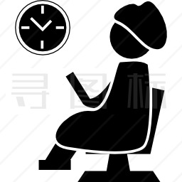 坐在美发沙龙椅上观察壁钟的女人图标