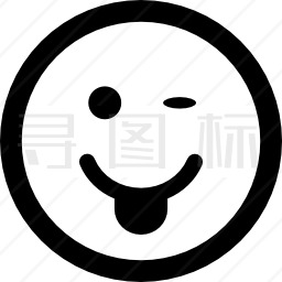 舌口和方脸的眨眼表情符号图标