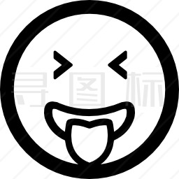 表情符号正方形，舌头从嘴巴和闭着的眼睛图标