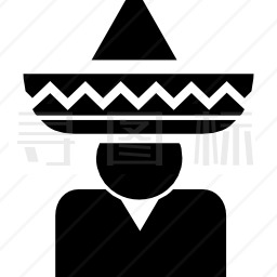典型的墨西哥帽子的墨西哥骑手图标