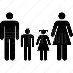 熟悉的四对异性恋夫妇在他们中间的儿子和女儿图标