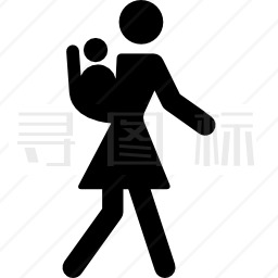 母亲背着婴儿走路图标