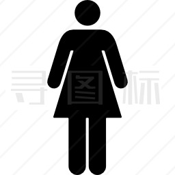 女子站立轮廓黑影图标