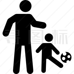 父亲和儿子一起踢足球图标