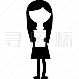 女学生站读课文纸图标